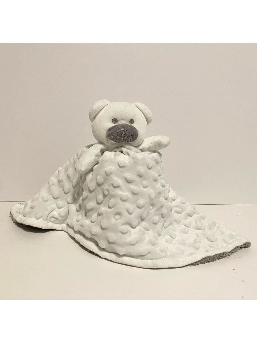 Crevent Bear Lovey Minky Teddy Plush Baby Toy White Cream Ivory Gray Sherpa Toy